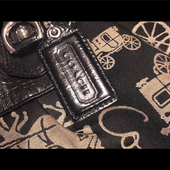 RARE COACH LARGE Horse and Carriage Signature Black Tote Bag - Picture 11 of 12